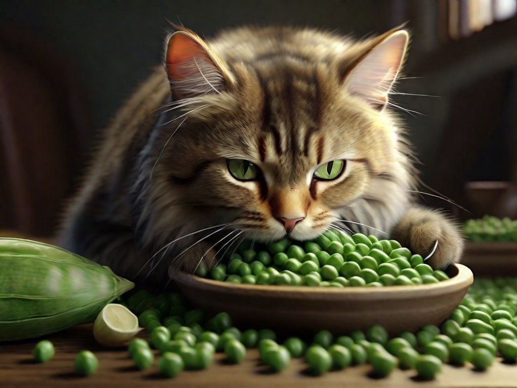 gato comendo ervilha