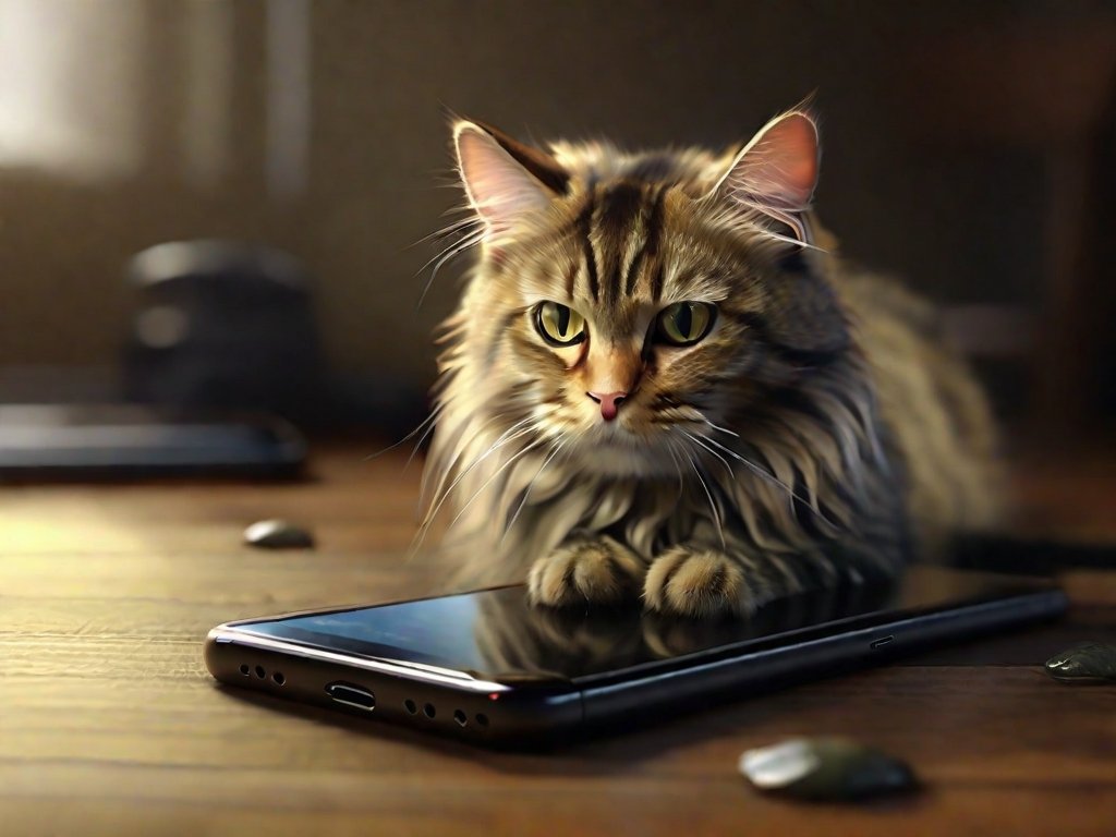 gato aparecendo no celular