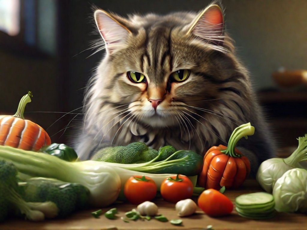 gato comendo legume