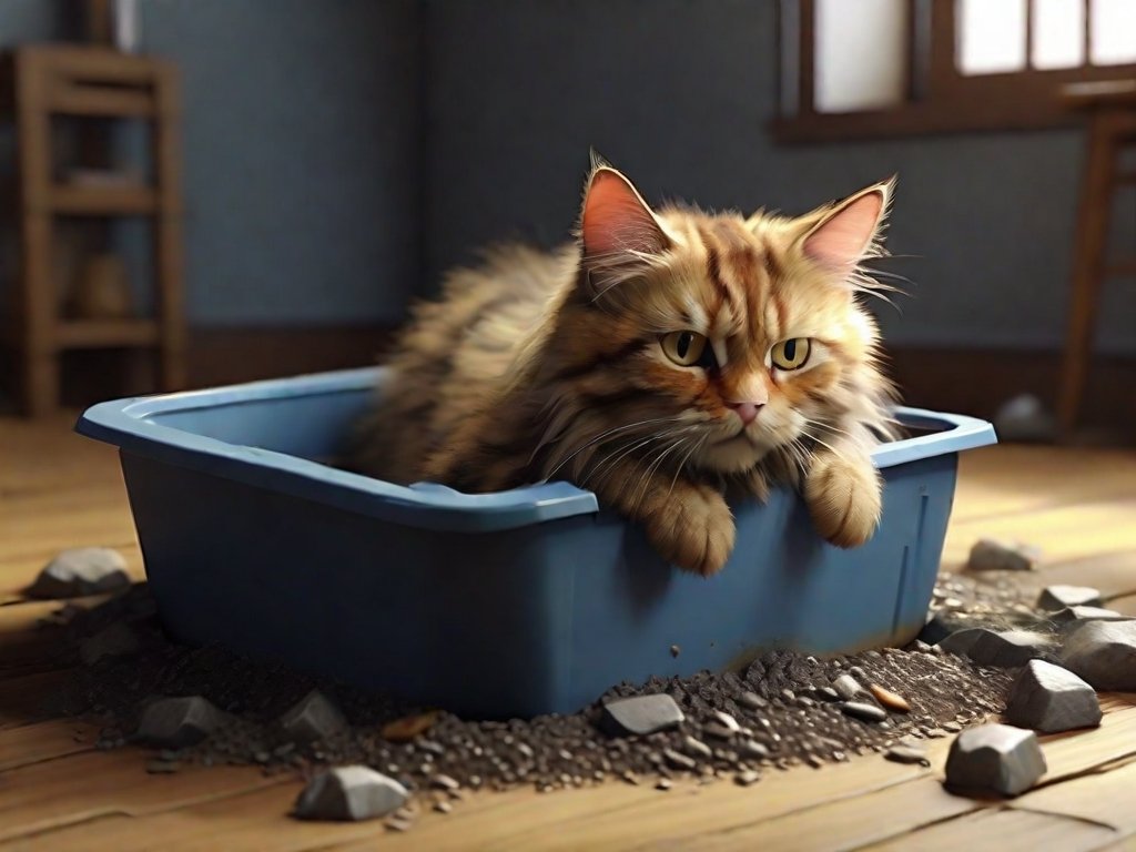 gato deitado na caixa de areia