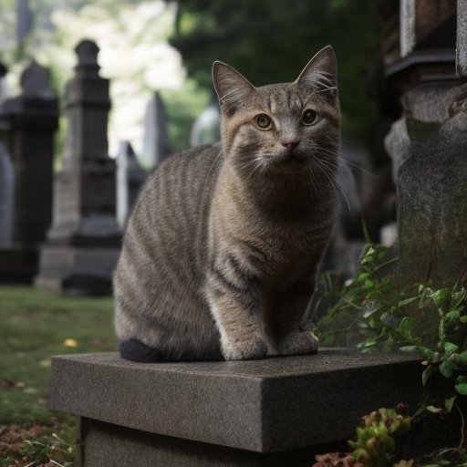 Gato em um cemitério