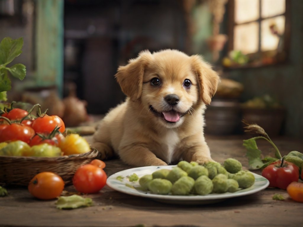 cachorro comendo hortelã