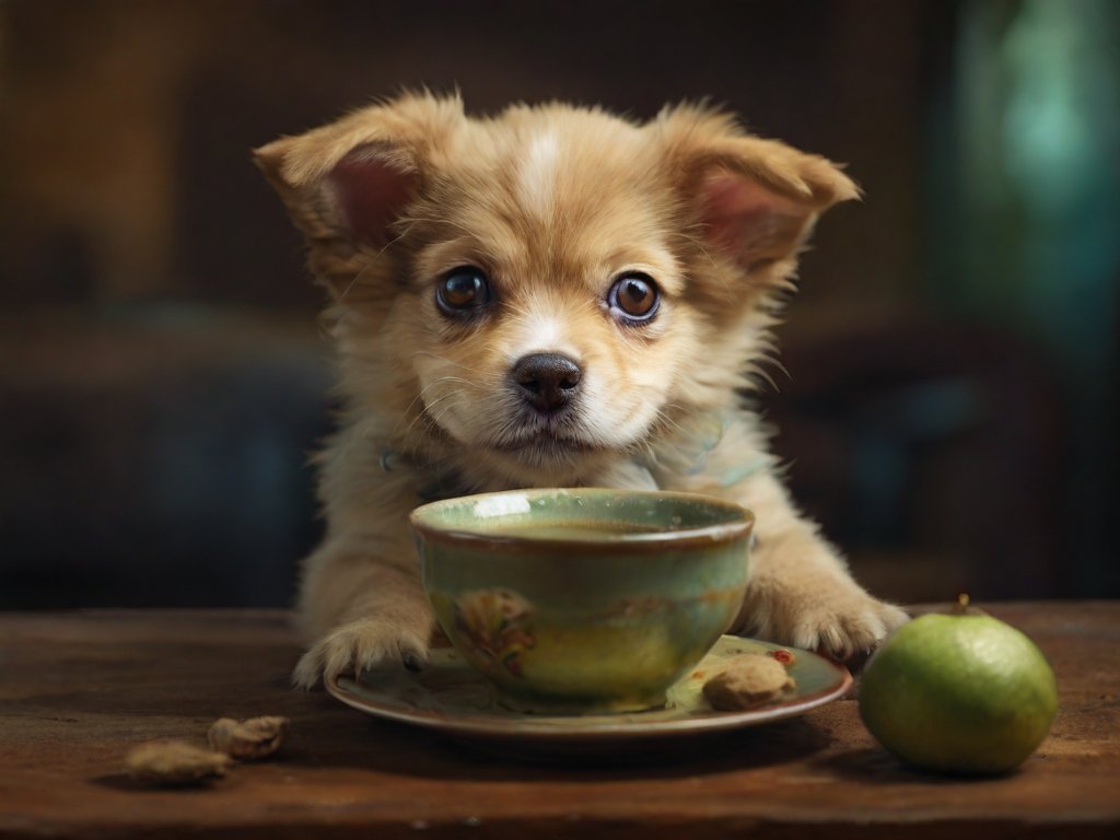 cachorro tomando chá de camomila