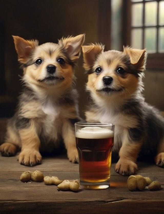 cachorros tomando cerveja