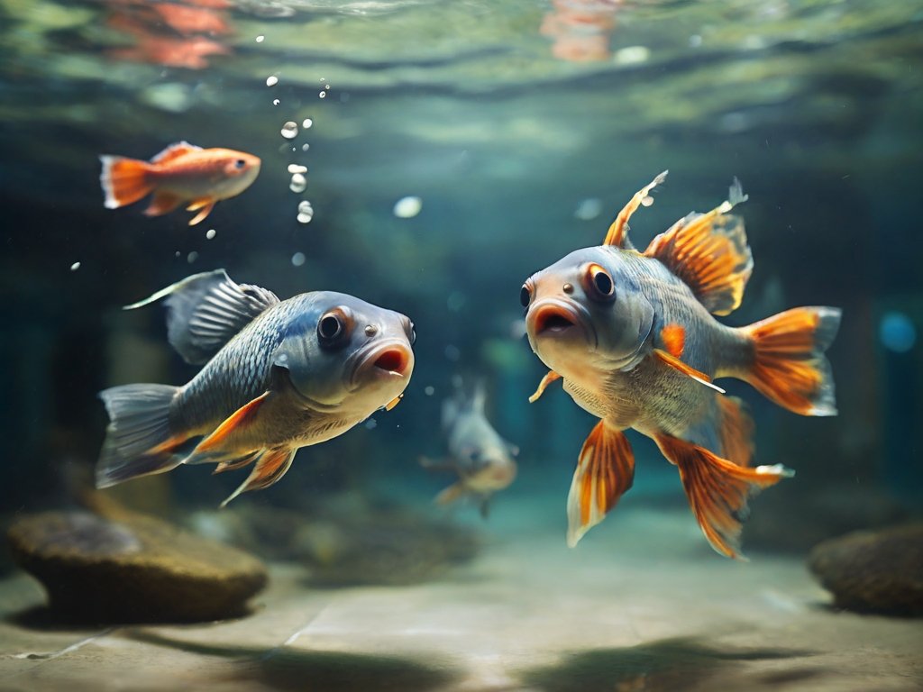 peixes nadando no aquario