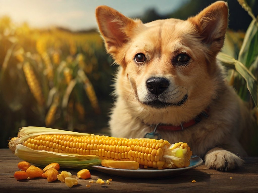 cachorro comendo espiga de milho