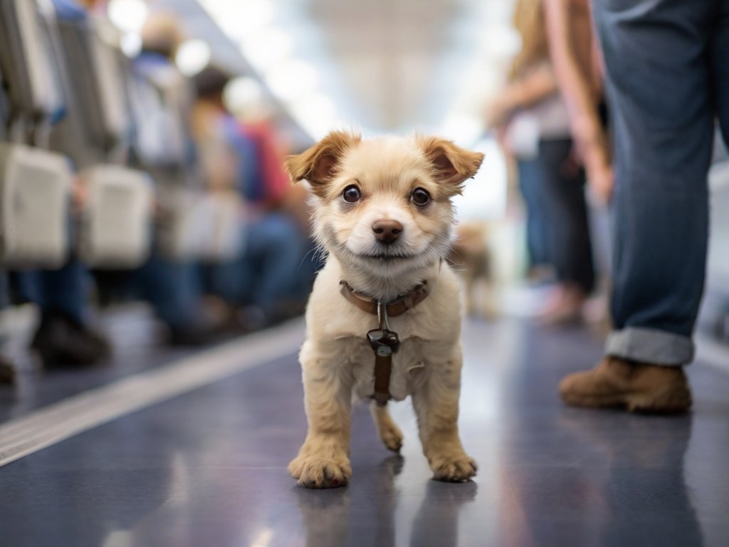 cachorro andando no avião