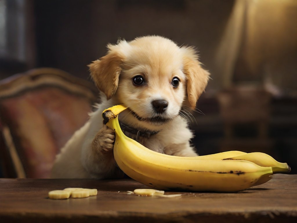cachorro comendo banana