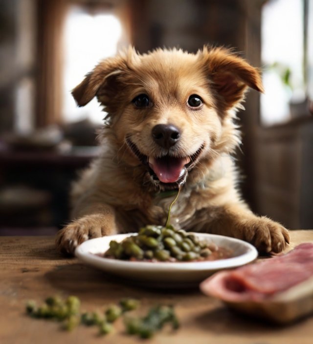 cachorro comendo carne de soja