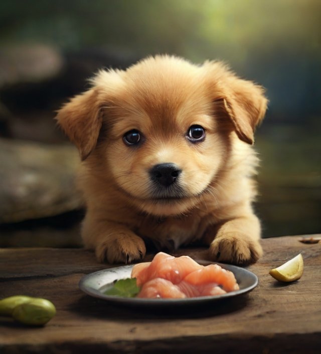 cachorro comendo salmão