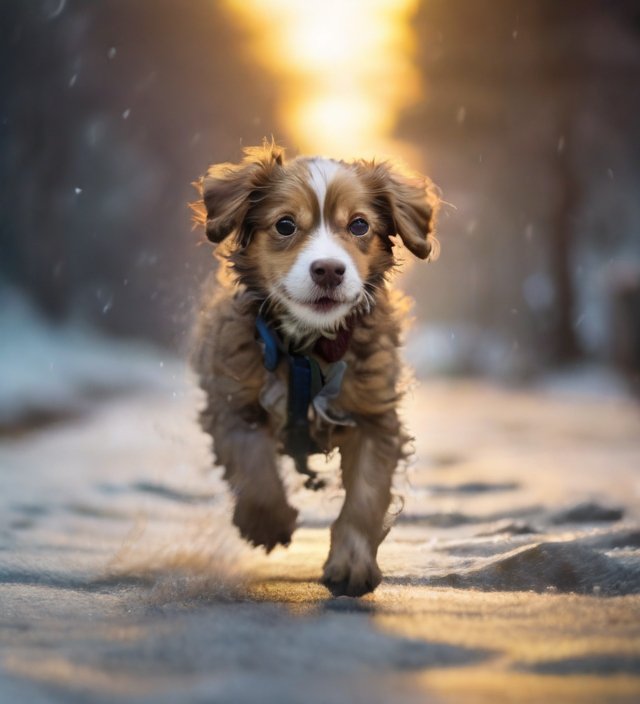 cachorro correndo no frio