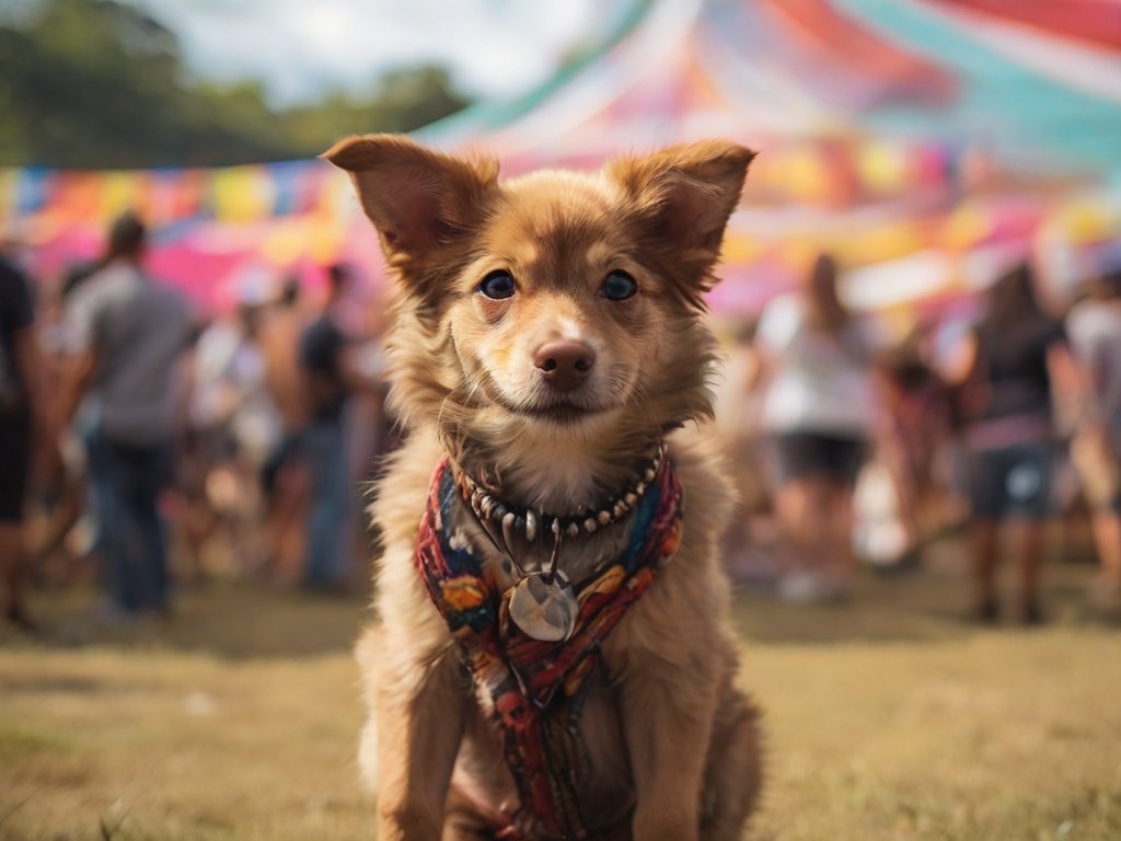 cachorro em um festival