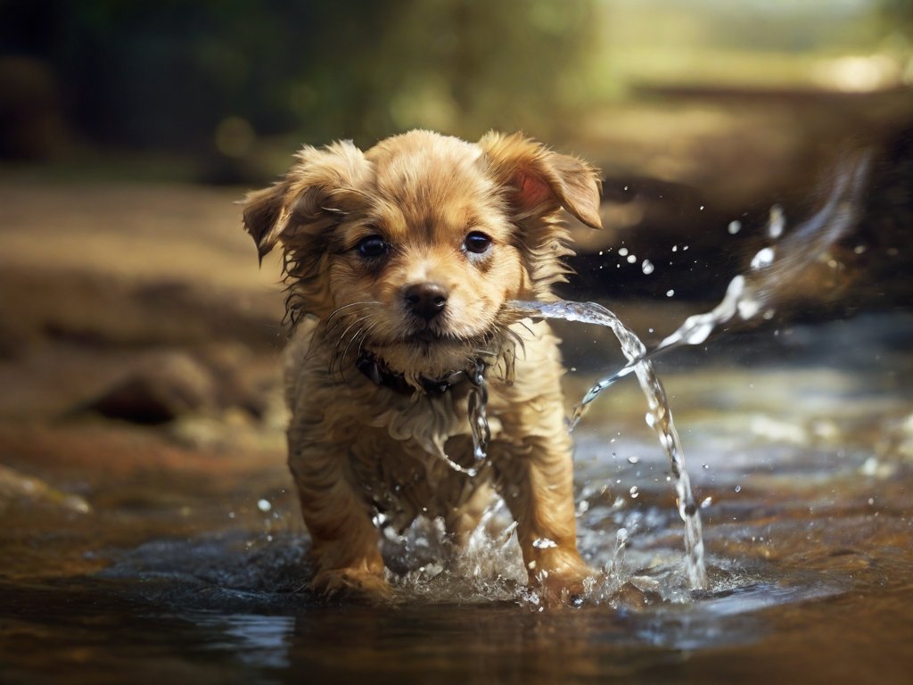 cachorro tomando agua