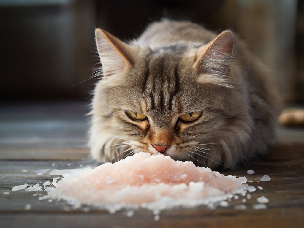 gato comendo sal