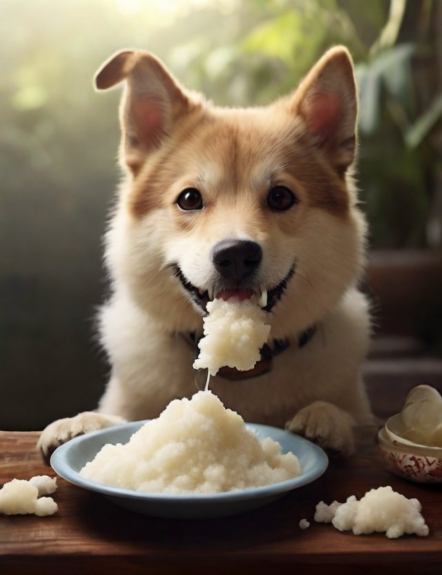 cachorro comendo tapioca