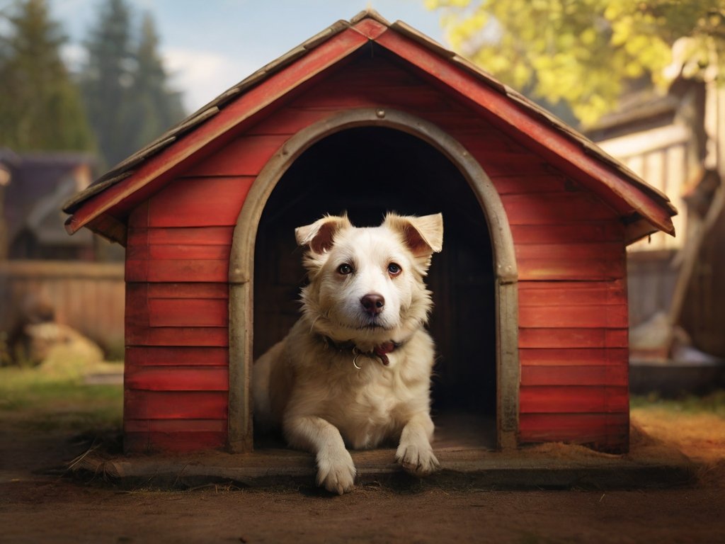 cachorro em uma casinha de cachorro