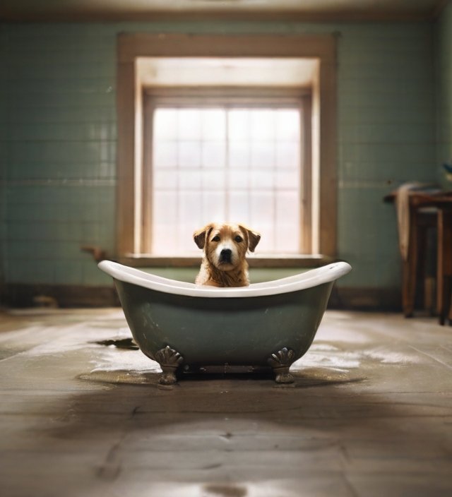 cachorro tomando banho seco