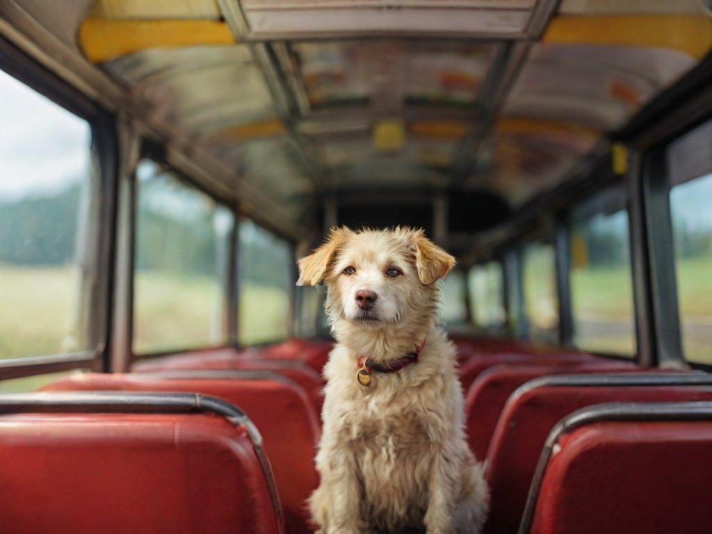 dog in the bus