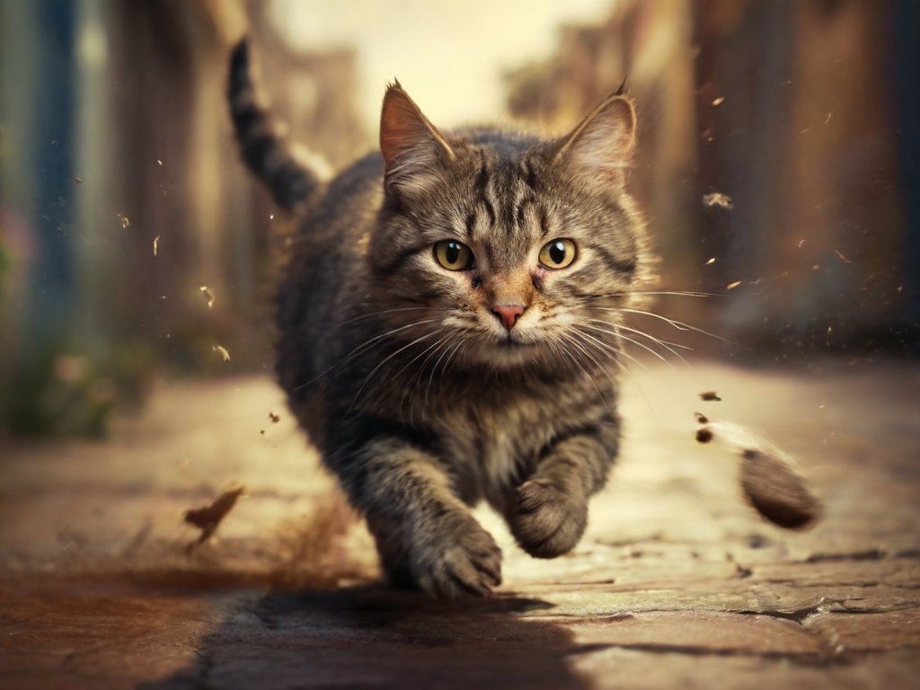 gato correndo atrás de um rato