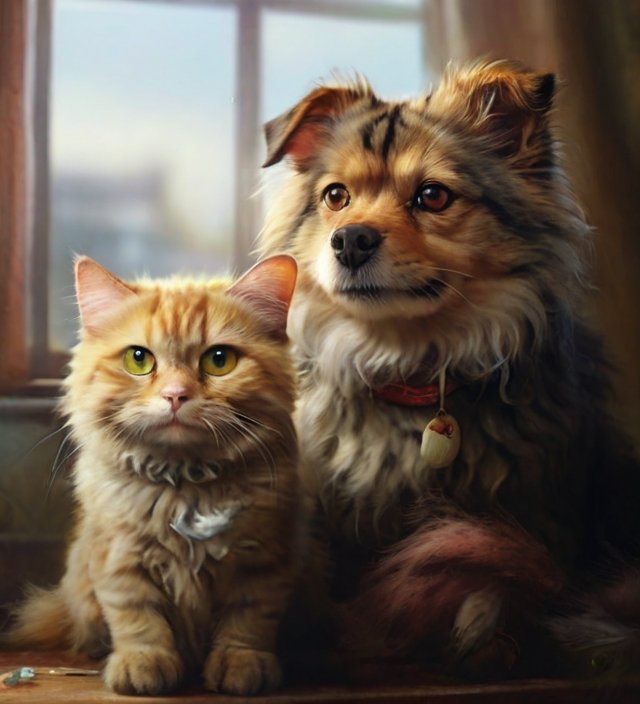 Cachorro e gato juntos