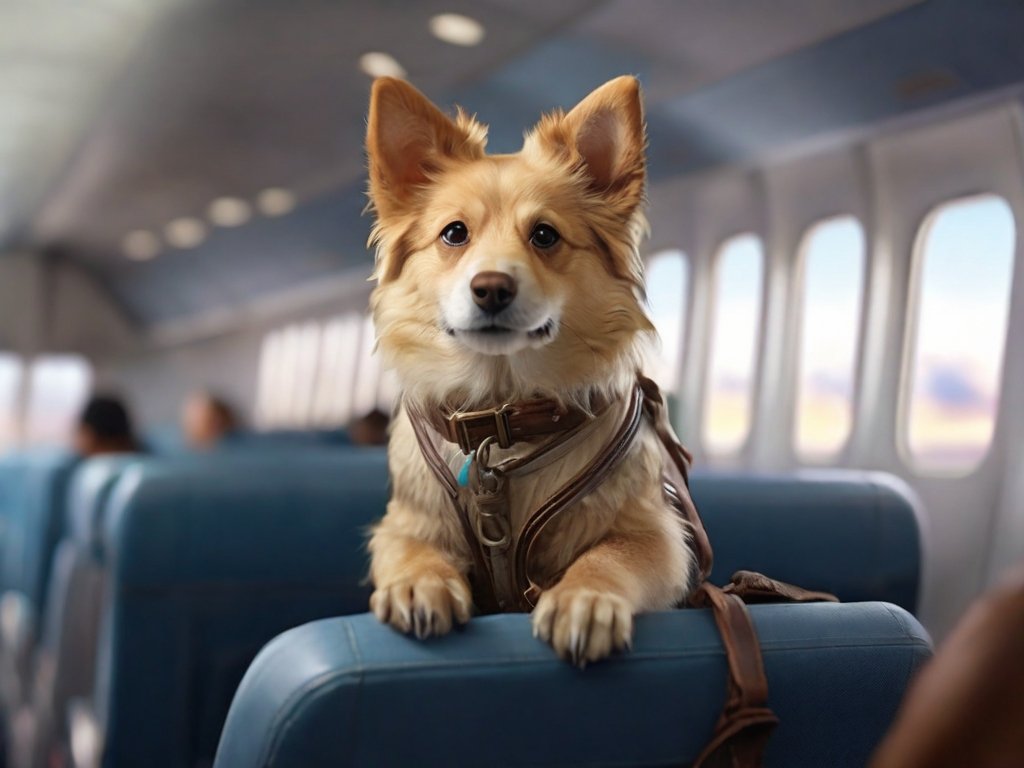 cachorro andando de avião