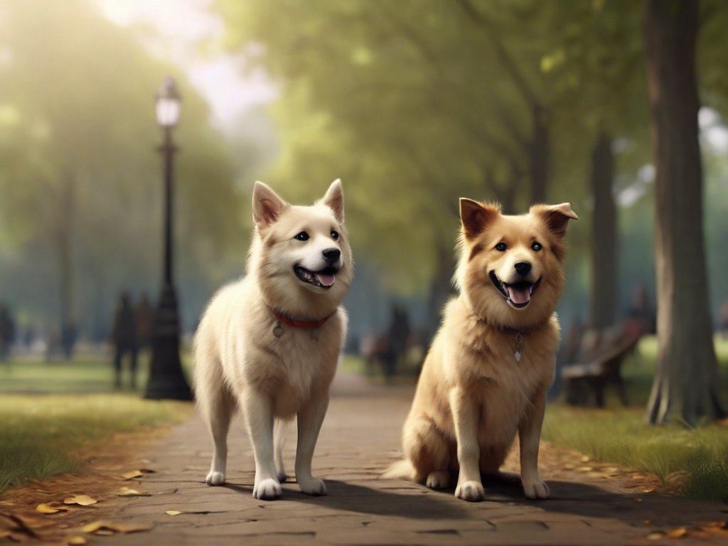 cachorros passeando no parque