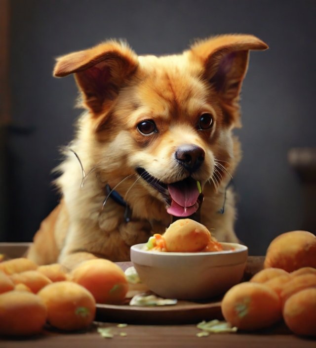 cachorro comendo batata