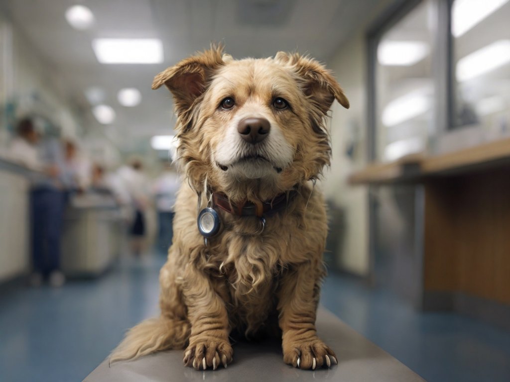 cachorro carinhoso no veterinario