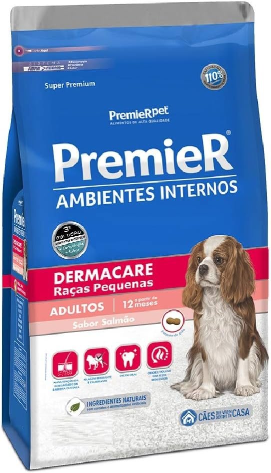 PREMIER PremieR Ambientes Internos Cães Adultos Porte Pequeno Dermacare