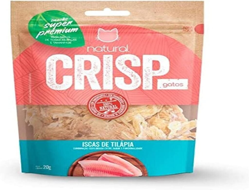 Petisco Para Gatos Chips Iscas de Tilápia 20g Natural Crisp