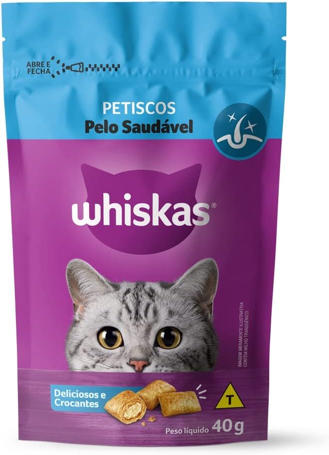 Petisco Whiskas Temptations Pelo Saudável Para Gatos Adultos 40 G
