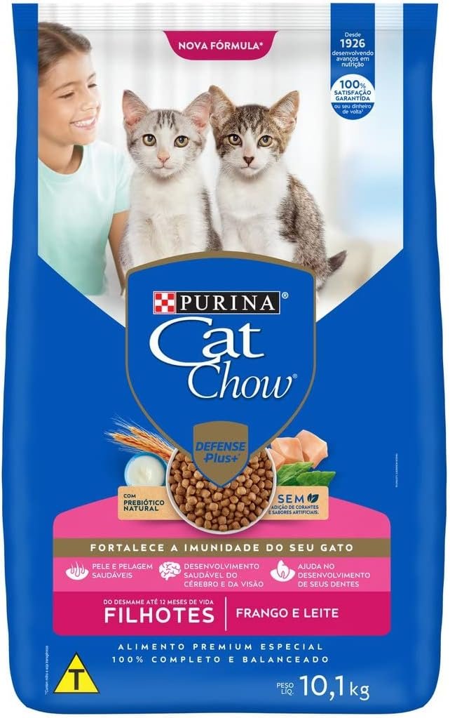 Purina Cat Chow Ração Cat Chow Gatinhos Frango E Leite - 10 1Kg Purina - Sabor Frango