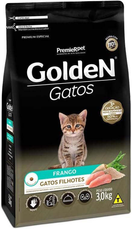 Ração Golden Gatos Filhotes Sabor Frango - 3kg Premier Pet