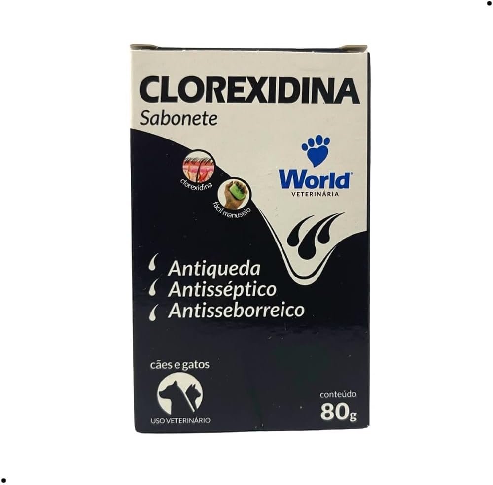 World Veterinária Sabonete Clorexidina Para Cães Branco 80 G