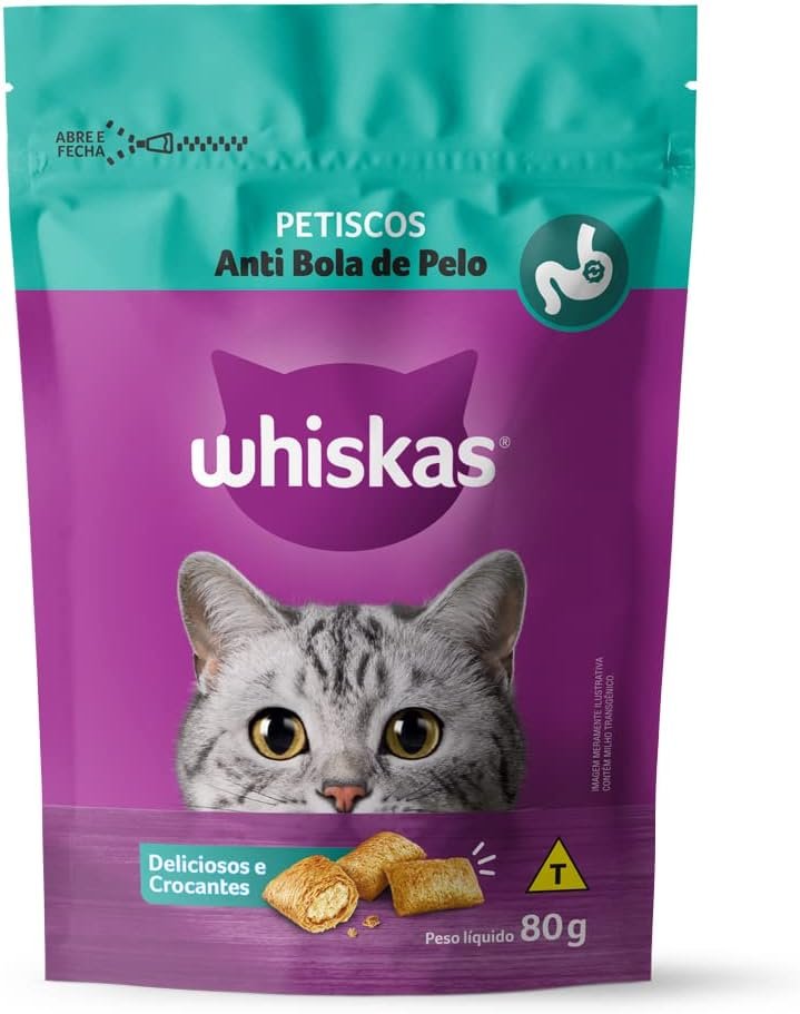 whiskas Petisco Whiskas Temptations Anti Bola De Pelo Para Gatos Adultos 80 G