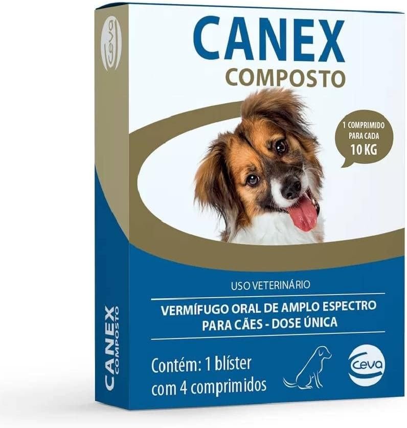 Ceva Vermífugo Canex Composto para Cães, 4 Comprimidos