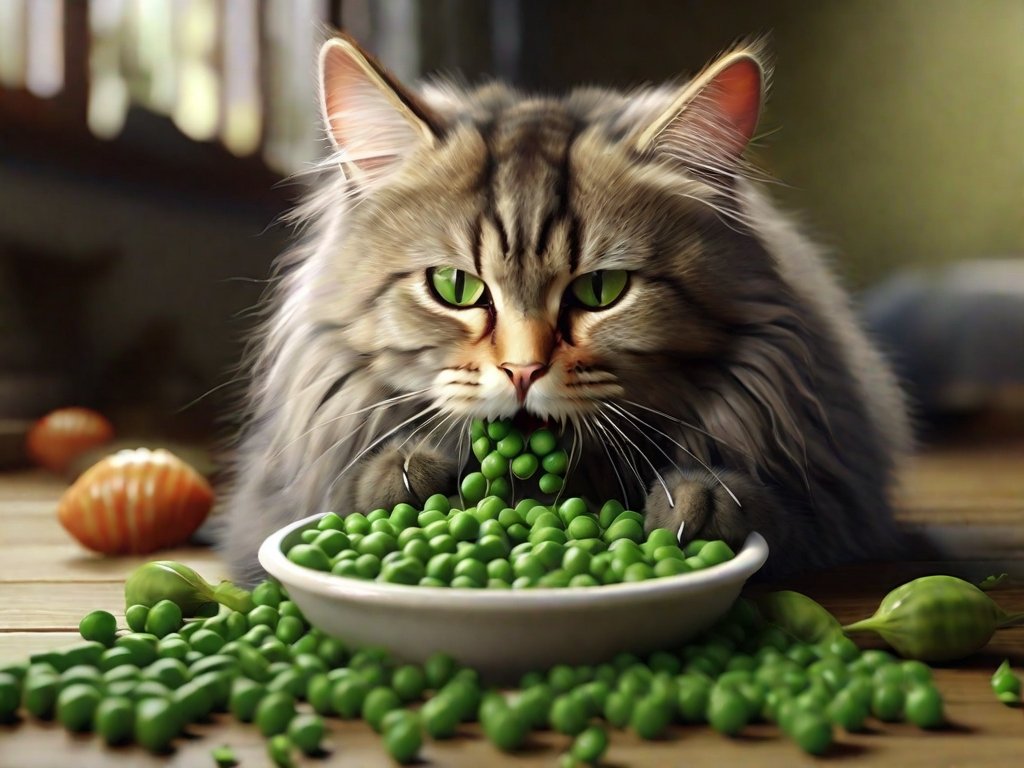 gato comendo ervilha