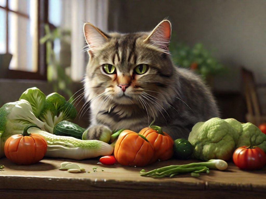 gato comendo legume