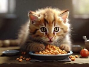 gato filhote comendo ração