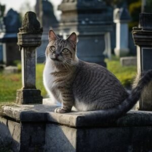 Gato em um cemitério