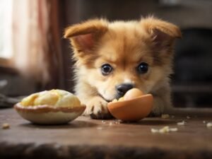 cachorro comendo Ovo Cozido