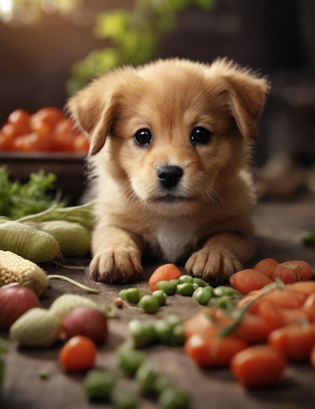 cachorro comendo legumes