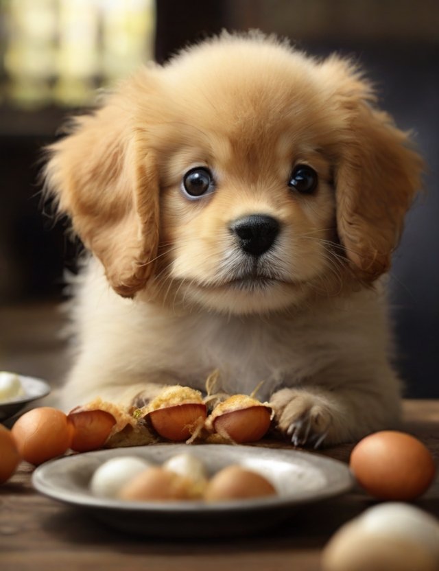 cachorro comendo ovo cru