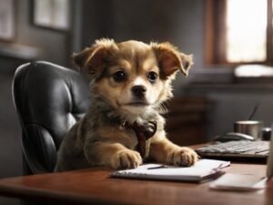 cachorro no escritorio
