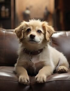 cachorro no sofá rasgado