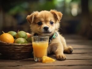 cachorro tomando suco de maracujá