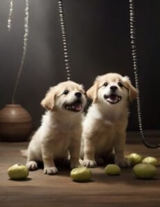 cachorros tomando energético