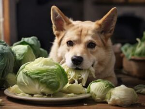 cachorro comendo repolho