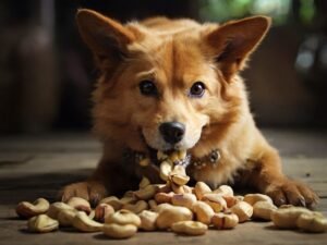 cachorro comendo castanha de caju