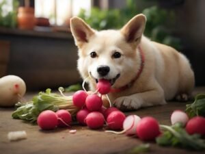 cachorro comendo rabanete